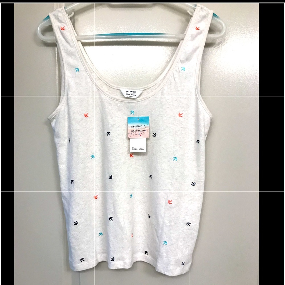 SPLENDID embroidered umbrella knit tank top size medium NWT